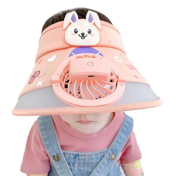 Kapaklar Şapkalar 1pc çocuk yaz güneş şapkası şarj edilebilir soğutma fanı boş üst şapka güneş vizörü nefes alabilen beyzbol şapkaları çocuklar açık spor kapağı