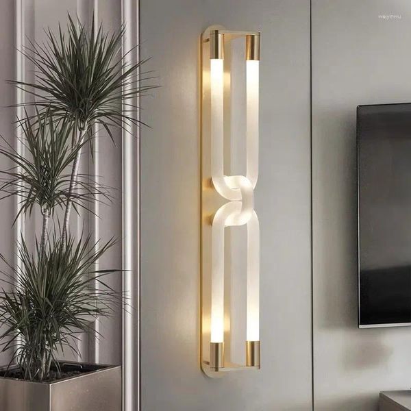 Lâmpadas de parede Design de arte nórdica Luzes LED salão de quarto restaurante corredor dourado black metal metal branco tubo home deco decoração