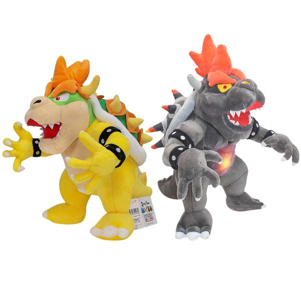 29 cm Cartoon 3D Angry Bowser Peluga Peluga Pimbolato Anime Bambola in piedi Fuoco Nero Giallo Bowser Peluche Kids Game Toys