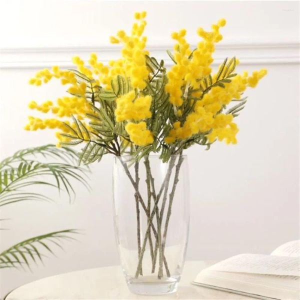 Fiori decorativi 1 pezzi eleganti mimosa artificiale creativa giallo falsa acacia semplice simula ramo di frutta per decorazioni per la casa