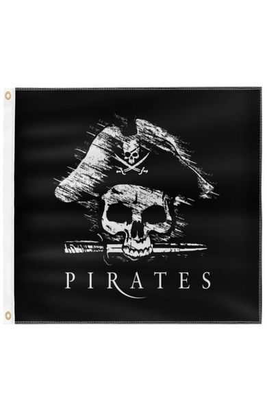 Davy Jones Pirate 3x5ft schwarze Flaggen im Freien 150 x 90 cm Banner 100D Polyester Hochqualität lebendige Farbe Zwei Messing TROMMETS7020224