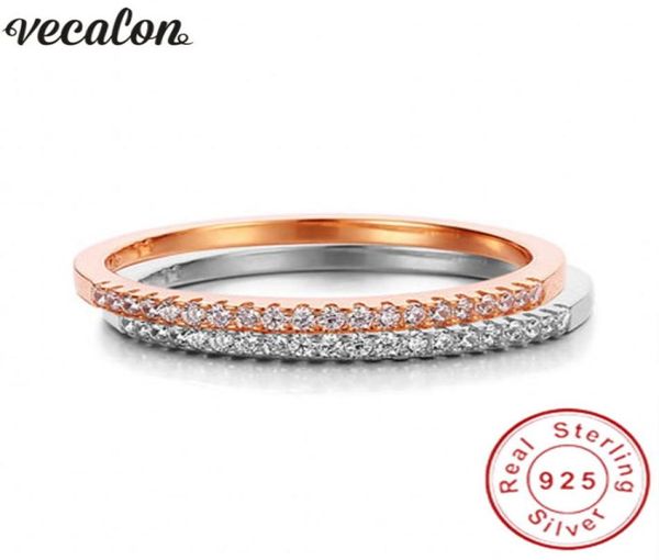 Promosyon 90off Vecalon Infinity Ring 925 STERLING Gümüş Kadın Nişan Aly Band Ring Diamond CZ parmak Yüzüğü G3695480
