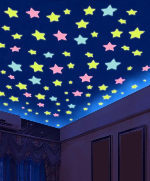 Star 3D Adesivo a parete luminosa Adesivo fluorescente camera da letto Decorazioni natalizie per decorazioni per la casa Pv3080218