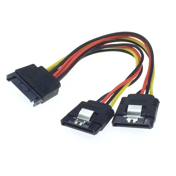 20 cm 15 Pin Sata Männlich bis weiblicher 2 Sata Splitter Kabel -Netzteil -Kabelverlängerungslinie für HDD -Festplatten -Splitteranschluss