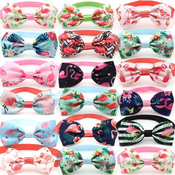 Abbigliamento per cani 100 pezzi estivi cravatte per broie per curare accessori flamingo piccoli gatti cravatte a pelties prodotti per animali domestici