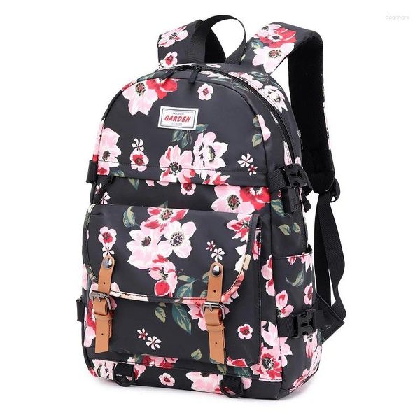 Schulbeutel Frauen Rucksack Pringing Flower Rucksacks große Tasche für Mädchen weibliche Big Laptop Travel Sport Mochila
