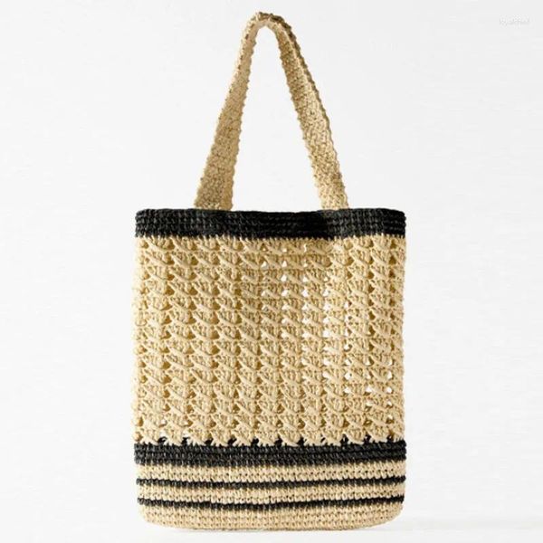 Вечерние сумки с большими возможностями женская сумка с контрастной полосой плетена