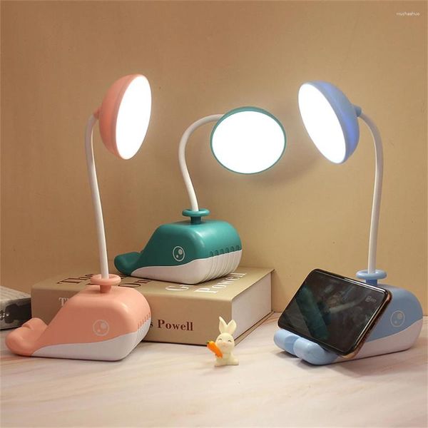 Lâmpadas de mesa Small Night Lamp Gift Gift Design de baleia portátil Multi Função Olhos de proteção caseira