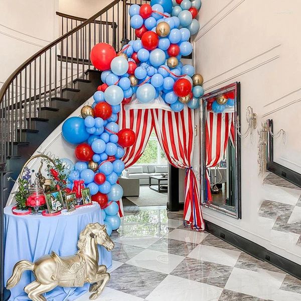 Decorazione per feste 102pcs Circus Balloons Garland Red Blue Latex Arch Arch Gold Chrome Baby Shower Wedding Birthing Birthing Birthing