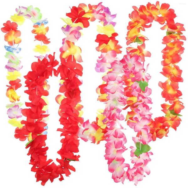 Flores decorativas de colares havaí vestem a festa tropical de luau favorece o colar de flores artificiais guirlanda