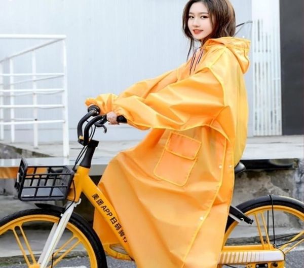 Motocicleta elétrica de capa de chuva longa amarela Poncho de chuva transparente Aumentar um traje impermeável espesso Adulto Presente Impermeável 23795844