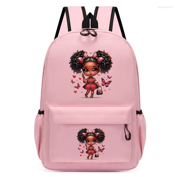 Рюкзак Детский багпак Chibi Black Girl Pink Butterfly Teenger Cightergarten Schoolbag Kids Bookbag Girls Travel