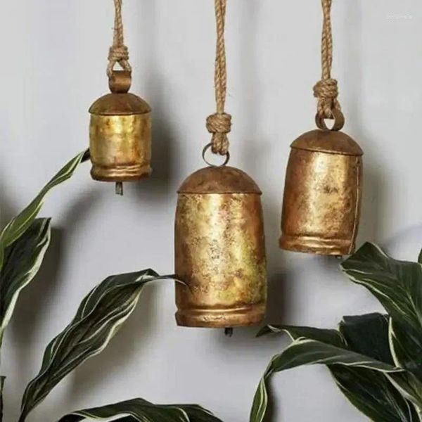 Estatuetas decorativas 3pcs Harmony Rustic Harmony Brass Bells Vintage Christmas Cow para decoração gigante de bronze home chrismas