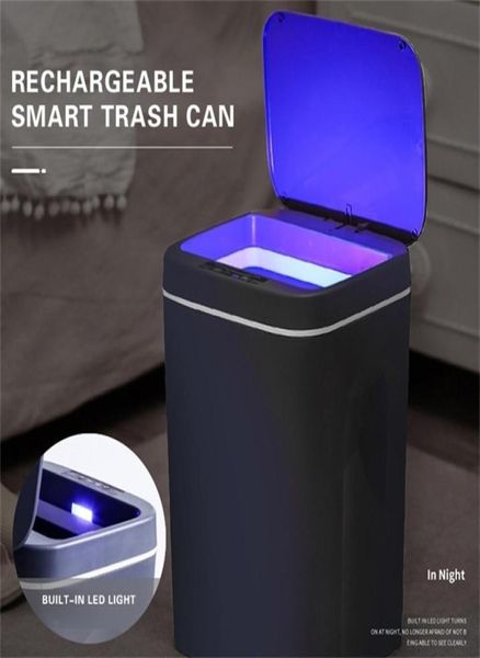 Lixo inteligente pode carregar USB Sensor automático Dustbin Inteligente Recarregável Lixo de cozinha de lixo elétrico 2112296102237