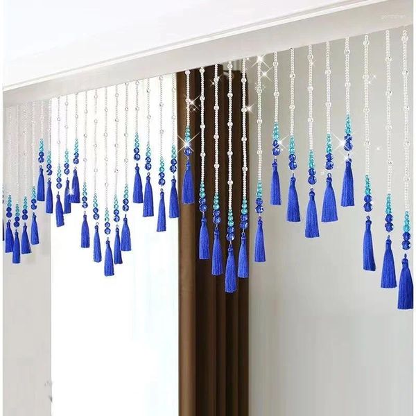 Dekorative Figuren Punch Free Style Perlenvorhang Blau Quasten Kristall Trennzeichen Wohnzimmer Dekoration