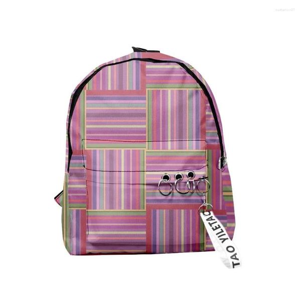 Backpack Hip Hop Geometry Backpacks Boys/Girls Pupil School School School Chailchains impressos Oxford à prova d'água fofa pequena pequena