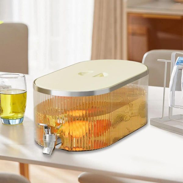 Wasserflaschen kaltes Wasserkocher mit klarem Wasserhahn Aufbewahrungssaft Limonade Kühlschrank für Campinghauspartys Küche Innenräume