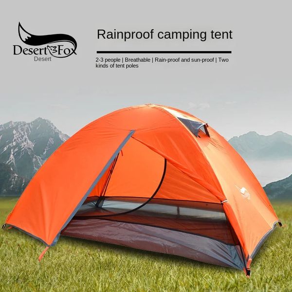 Tenda per esterni Desert Fox Outdoor Double Decker Camping Rain and Sun Protection Tenda multi-persona portatile Tenda da escursioni durante la notte 240429