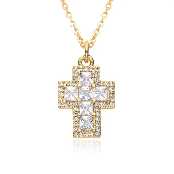 Anhänger Halskette Gold Color Creative Cross Charms Eingelegtes CZ Herzkette für Frauen Männer Choker Kette DIY Schmuckzubehör Großhandel Großhandel