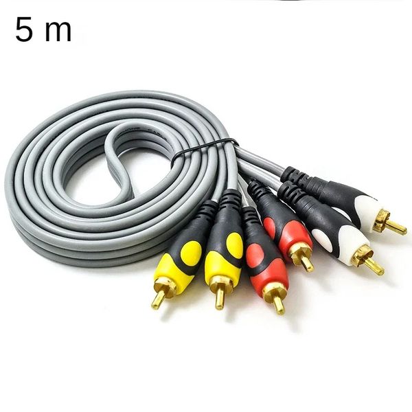 3RCA bis 3 RCA männlich an männlichem Audiokabel Gold geplattetes AV-Kabel 3x RCA-Stecker Videokabel für DVD VCD TV-Set-Top-Boxverstärker