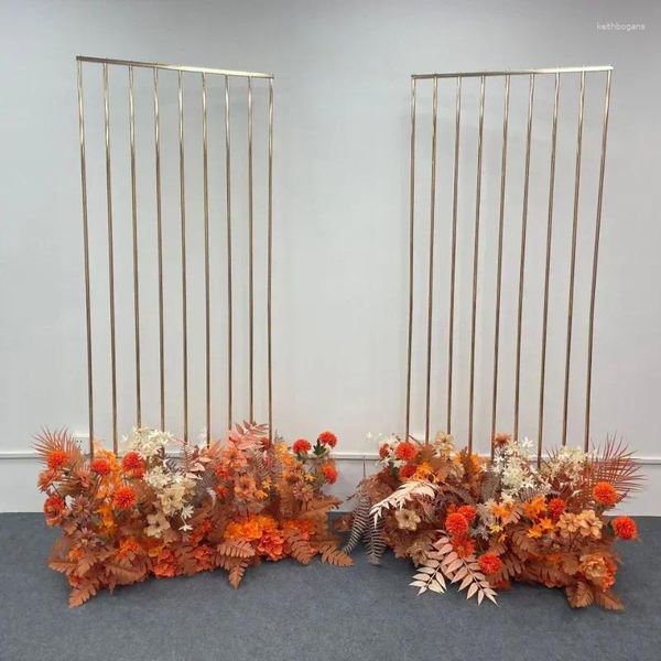 Decoração de festa de 6,5 pés quadrados brilhante prateleira de ferro de metal dourado em casa Balões Flores Frames cena de casamento Props Supplies