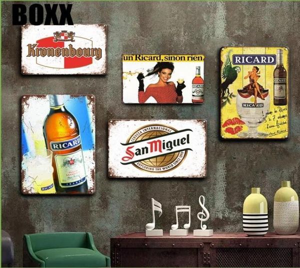 Ricard Beer Metal Tin Sign Vintage Havana Club Poster Segno di metallo antico Irish Pub Bar Cafeteria Kitchen Art Wall Home Decor8820531