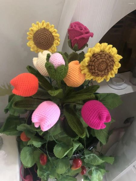 Fiori decorativi Rose fatte a mano girasole peluche per la casa creativa decorazione per la casa per ragazze