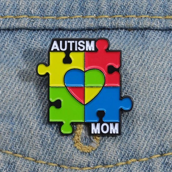 Citações autistas pinos de esmalte cuidados Autismo mãe crianças broche arco -íris peças de quebra -cabeça jóias para instituições psicológicas