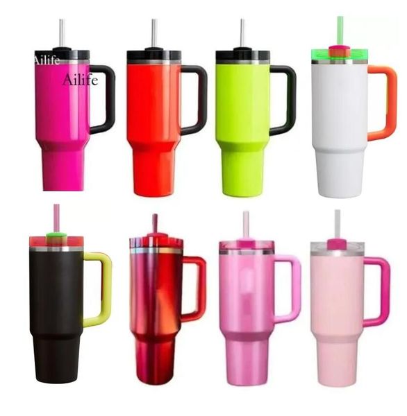 Neon White Limited Edition Tassen H2.0 Winter Pink Cosmo Co-Branded Flamingo Geschenk 40oz Ziel Red Cups Car Tumblers Wasserflaschen 0502