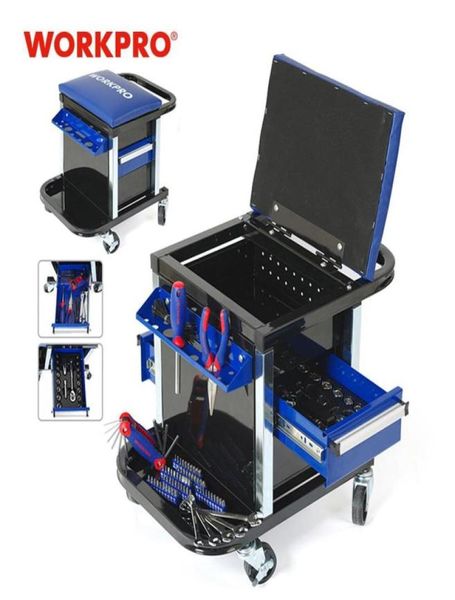 WorkPro -Werkzeug -Set für Autokontraktionszahlen von Werkzeugen Arbeit Hocker Workbench Sitz T2009161293588