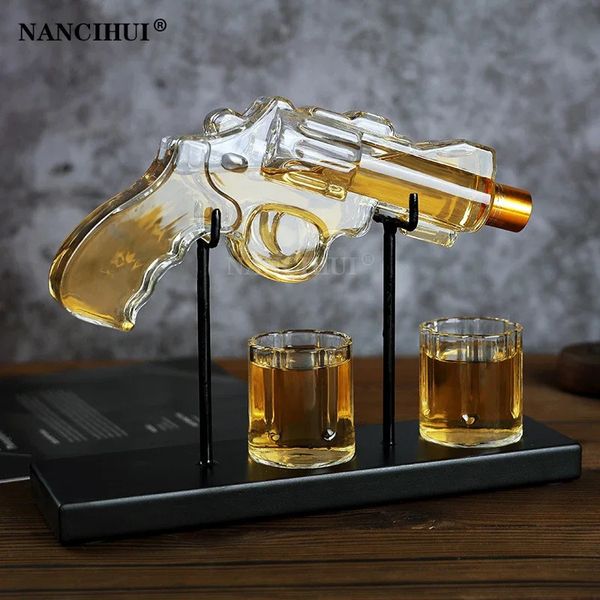 Revolver Glass Decanter Whiskey Set Set Wine Dispenser Bar Speeing Container Pistols в форме бутылки изысканные мужские подарки 240429