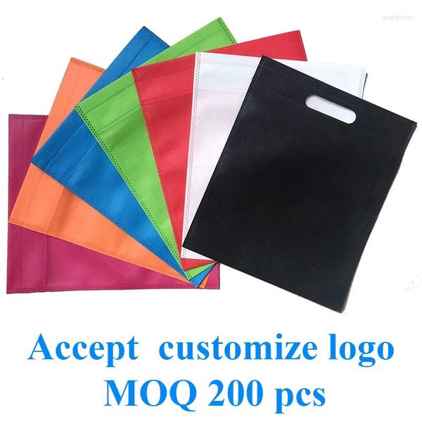 Sacos de compras 25 35 cm de tecido não tecido para pequenas empresas de atacado Vest Cabola de pano reutilizável personalizável