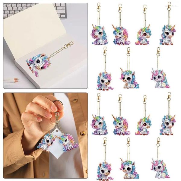 Keychains 2PCS DIY Diamond Art Mosaic Kit Point Drill Key Ring (GJ039)