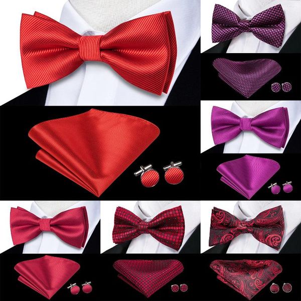 Papite tostate rosa rosso bordeaux seta marrone maschile tie pezzi di soffittari set jacquard brodo farfalla pre-legato Bowtie per il matrimonio maschile