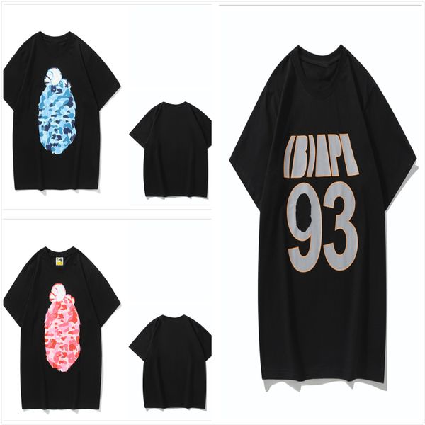 Mens T Shirt Kadınlar Tshirt Tasarımcı Tişörtleri Yan Çift Taraflı Kamuflaj Tshirts Giysileri Grafik Tee Apliked Kaju Şimşek Pamuk Pamuklu Köpek Parkı Ayırma Camo A1