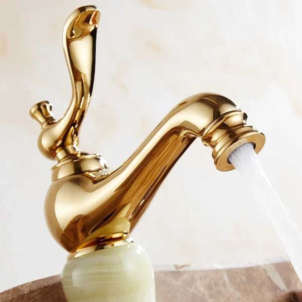 Banyo lavabo musluklar mermer musluk sıcak ve soğuk havza jade musluklar tam bakır altın banyo musluk el yıkama lavabo musluklar yıkama tabanca lavabo musluk