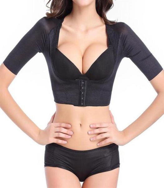 Women039S Shapewear Tops tragen Sie Ihren eigenen BH Kurzarm Slim Crop Top Shaper Körperarmform Underbust Schwarz Beige S2XL336G8844999