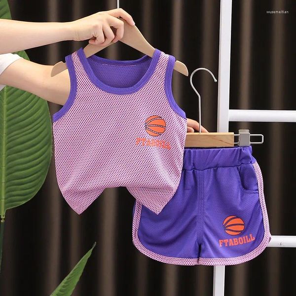 Giyim Setleri Yaz Bebek Kız Giysileri Çocuklar Erkek Basketbol Yelek Şortu 2 PCS/Setler Toddler Bebek Spor Kostümü Çocuk Takibi