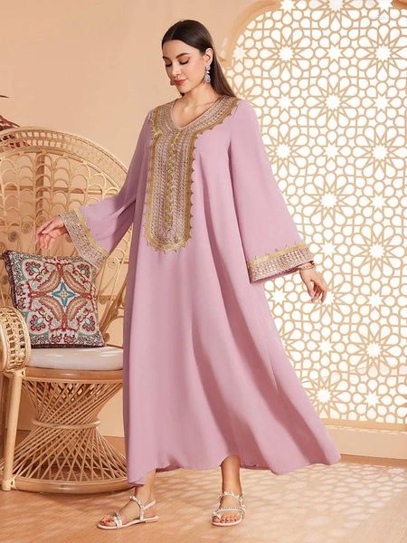 Этническая одежда элегантные аппликации Абаяс Марокко Кафтан Женщины -мусульманские платье для вечеринки Ид Рамадан Джеллаба Джалабия Арабский халат Мусулман