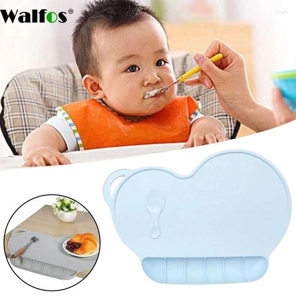 Tapetes de mesa walfos alimentos de grau de silicone baby bat bib tanta infantil minúscula lanchonete portátil placemat para crianças alimentação