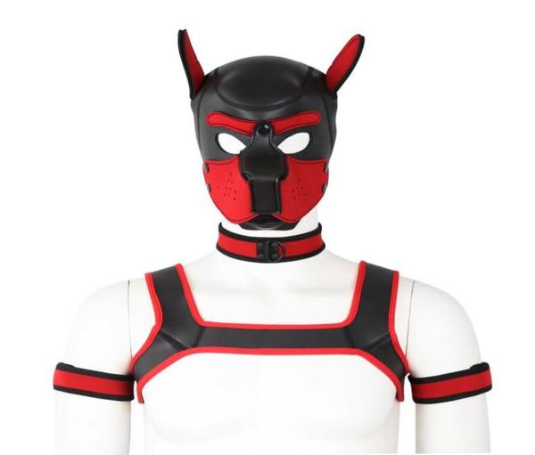 Puppy Play Dog Bondage Hood Máscara colar de braçadeira de braçadeira cosplay Fantasy Harness BDSM Sexy Set Games Adults Slave Pup Rap Play Toys Sex for9221868