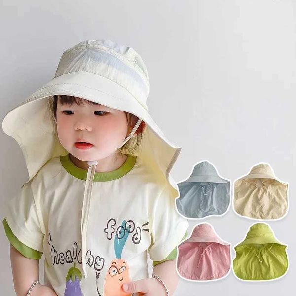 Caps Hut Schnelltrockner Kinder Sommerhut mit Schal Big Bim Baby Sun Hats Beach Reisen Kinder Panama Cap for Girls Boys Accessoires 2-6y