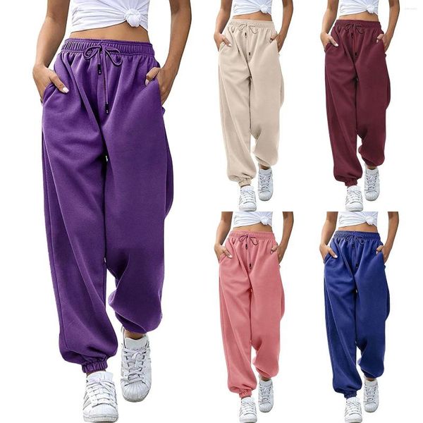 Pantaloni da donna Donne per pantaloni della tuta corse che gestiscono pantaloni sportivi per canottini elastici con tasche per palestra atletica fitness