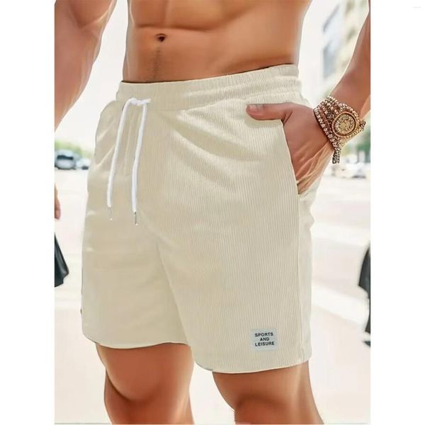 Herren Shorts Sommer rein modische Farbpüre-Jogginghose Corduroy Einfache Dreiviertel Casual Hosen