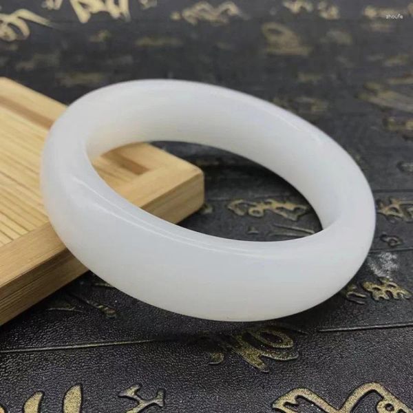 Bangle Outer Mongólia Material Hetian White Jade Sheep Fat Bracelet Stand Stall Rivers Rivers and Lakes Exhibition Presente