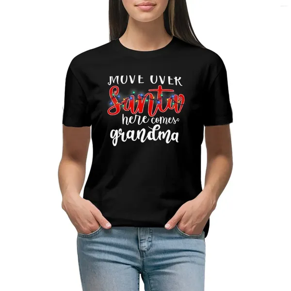 Kadın Polos Noel Baba'da Hareket Burada Büyükanne T-Shirt Yaz Top Tees Komik Kadın Giyim