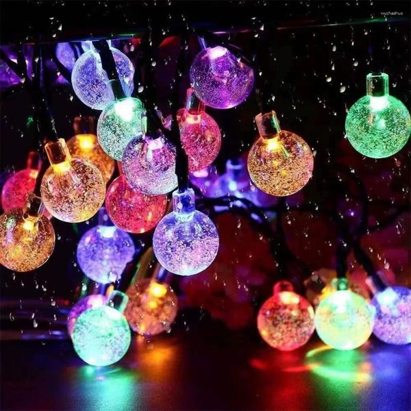 Dizeler Güneş enerjili kristal top çelenk led açık ışıklar peri ışık yılı dekor bahçesi düğün Noel süsleri