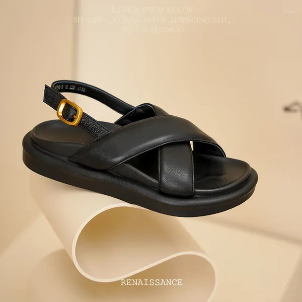 Scarpe eleganti 2024 cuoio originale in pelle da donna sandali sandali spiaggia casual spiaggia di buona qualità