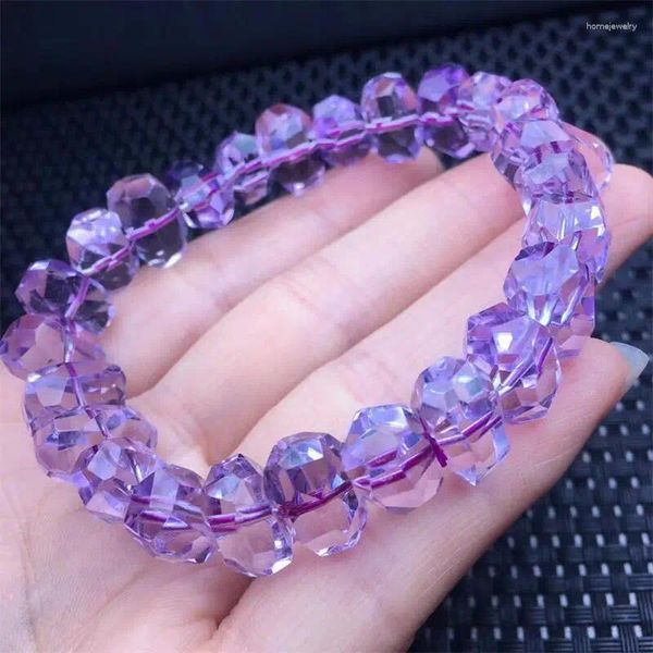 Link Armbänder natürliche Freiform Amethyste Facettenarmband handgefertigt runde Perlen Ehepaar Energie Yoga Männer Frauen Schmuck 13-17mm