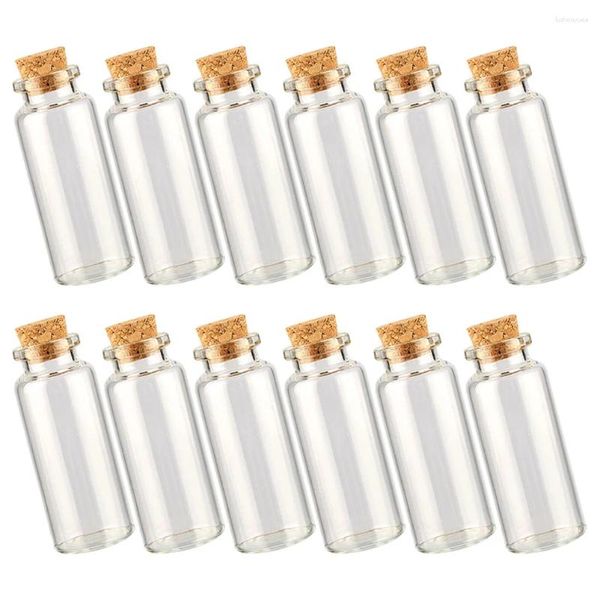 Vasos 12 PCs Pequenos frascos com tampas de cortiça garrafas desejando garrafa de vidro de vidro tampa diy feitiço mini mini